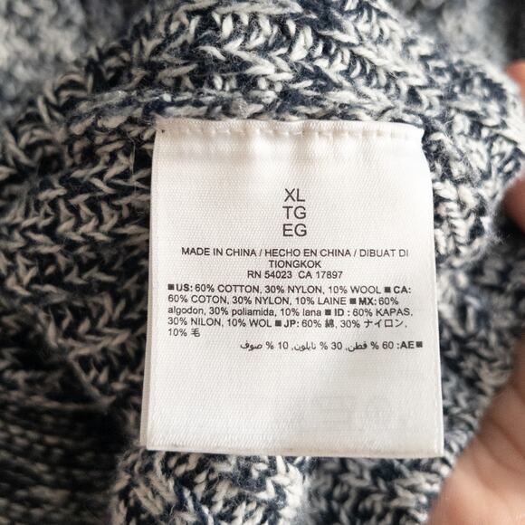 Old Navy Blue and White Wool Blend Longline Cardigan Sweater Size XL - Picture 5 of 6